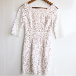 Lulu’s Backless Dress In White Lace